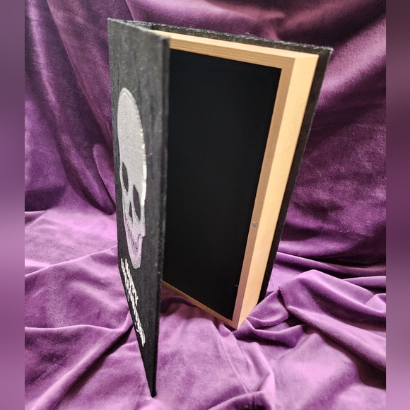 Skull Book Box Hidden Storage Secret Storage Box Black Velvet - Picture 4 of 8